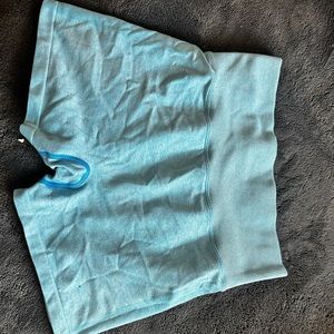 Aqua, athletic shorts, Victoria’s Secret pink